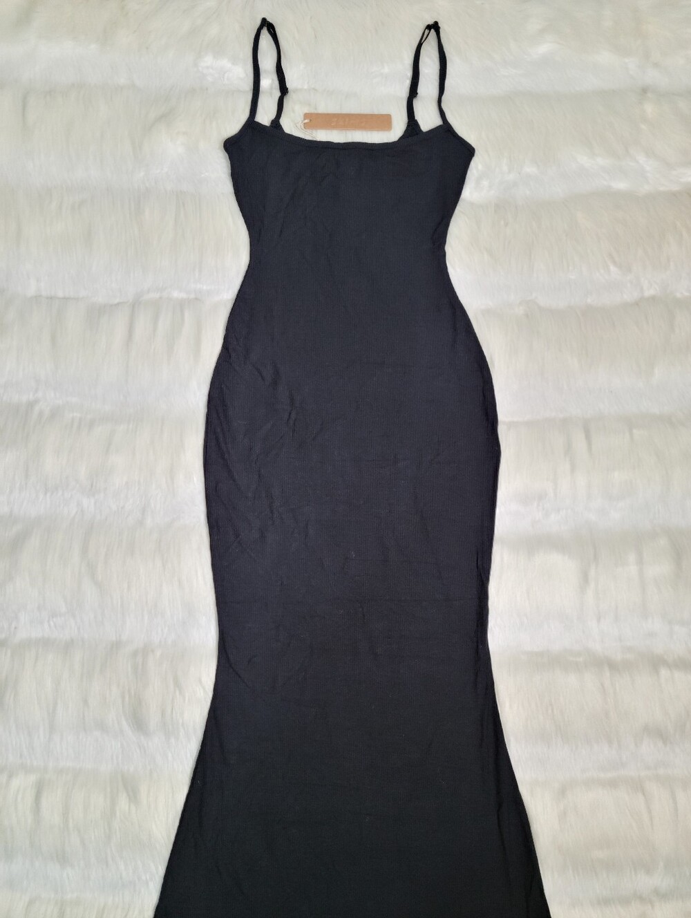 SKIMS Soft Lounge Petite Long Slip Dress Black Onyx Women XS NEW